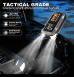 Outil d'urgence 4 en 1 (Démarrez, Gonflez, Chargez, Eclairez Partout) fini le stress des pannes !